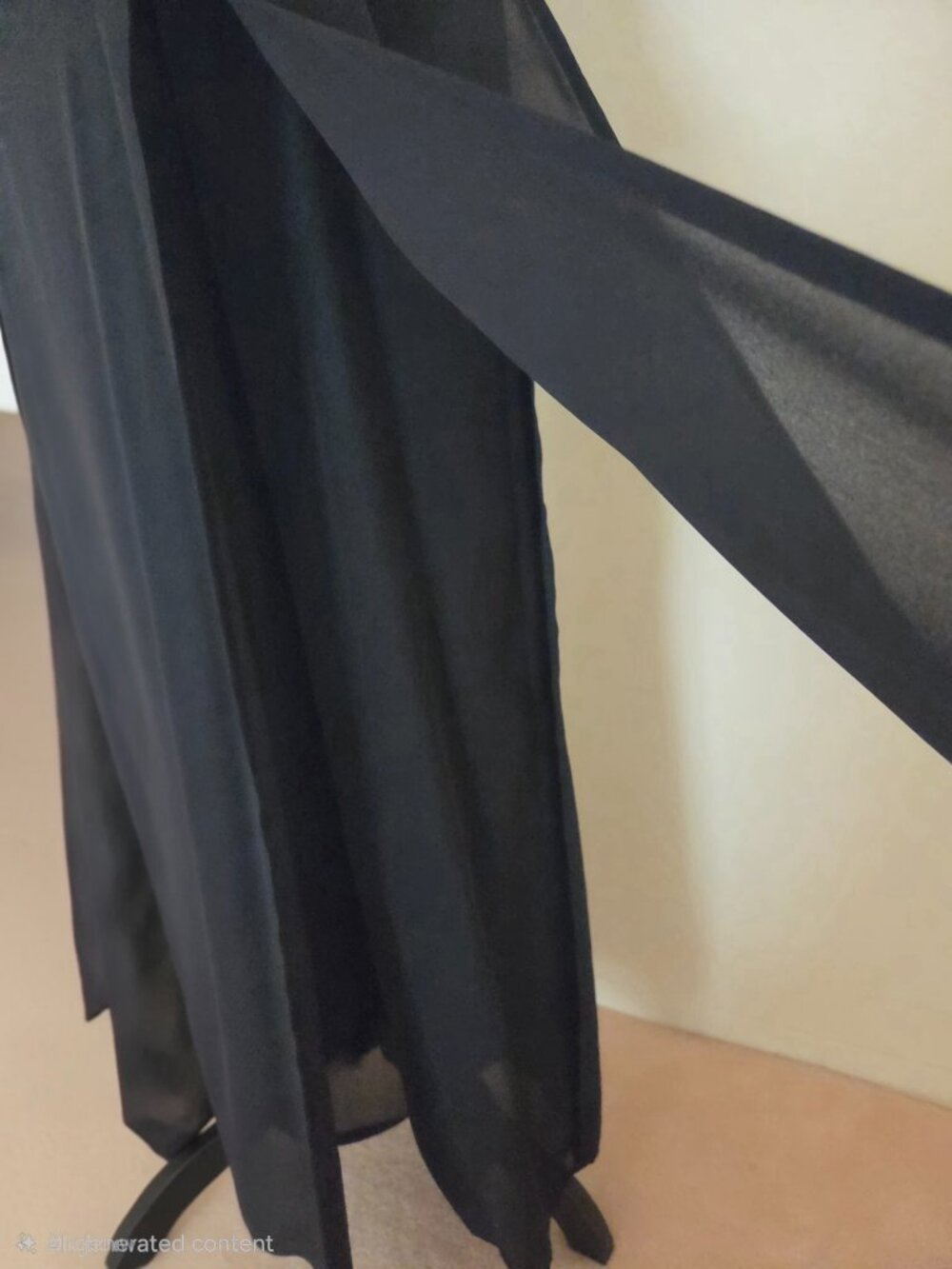 Vintage Black Wide Sheer Leg Pants with Four Sheer Overlay Panels - Picture 9 of 16